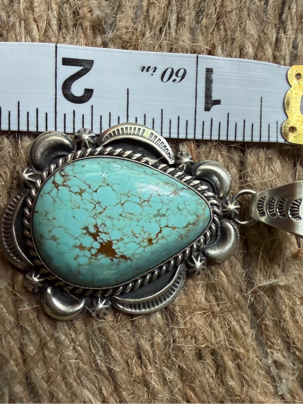 Jamson Belin Navajo Sterling Silver Turquoise Teardrop Pendant - Women Jewelry - Picture 7 of 9